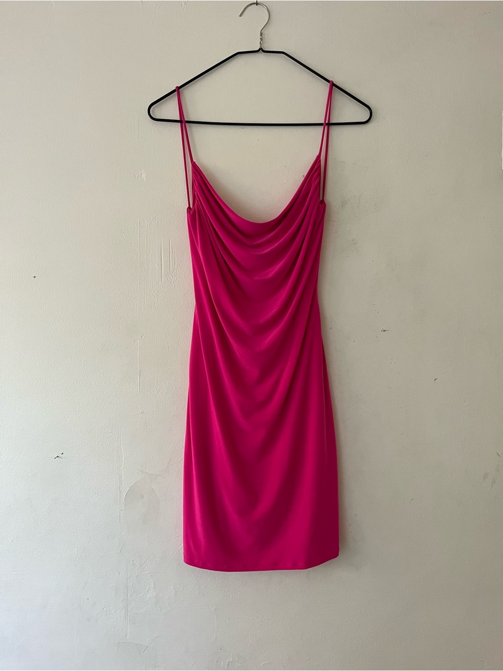perfect Barbie hot pink Cowl Neck Slip mini Dress